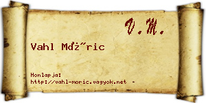 Vahl Móric névjegykártya